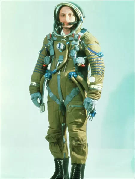 Russian cosmonaut wearing a Strizh space suit