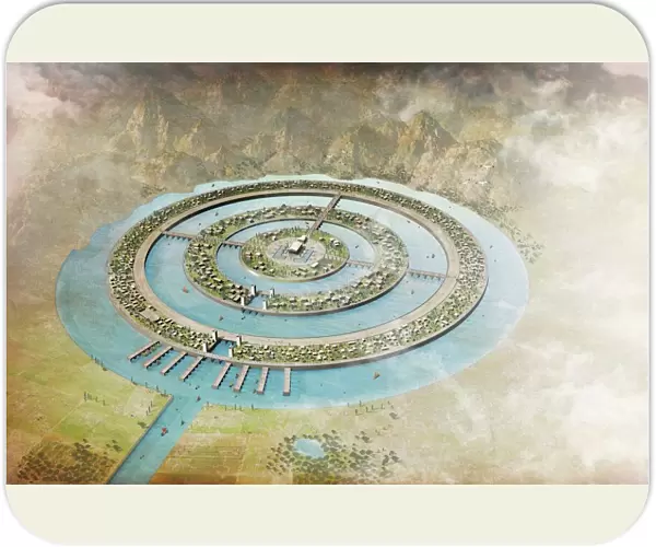 Platos map of Atlantis, artwork