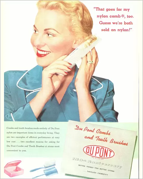 Nylon comb advert from DuPont, 1952 C019  /  1284