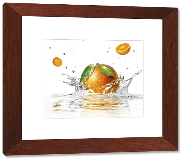 Orange splashing into water, artwork F007  /  8277