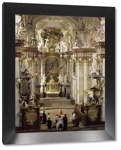 Interior of Roccoco Abbey church, Linz, Austria, Europe