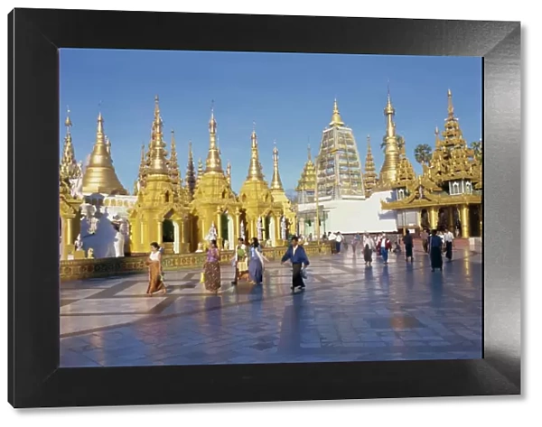 Golden spires at Swedagon Paya, Yangon (Rangoon), Myanmar (Burma), Asia