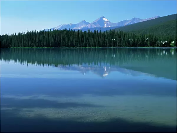 The still waters of Emerald Lake in the summer, Yoho National Park, UNESCO World Heritage Site