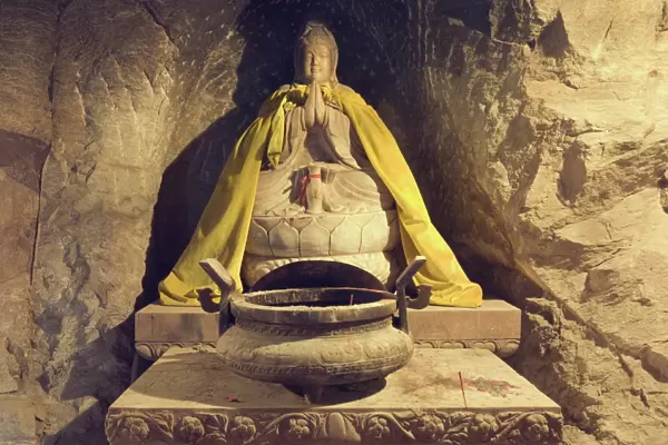 Buddha statue in grotto, Tanzhe Temple, Beijing, China, Asia