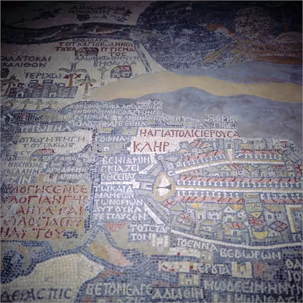 Madaba Mosaic Map, 6th century AD, detail showing Jerusalem, Madaba, Jordan