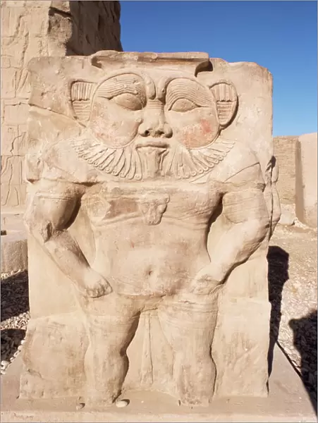 Statue of the ancient Egyptian god Bes, Temple at Dendera, Egypt, North Africa, Africa