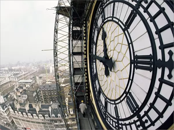 Close-up of the clock face of Big Ben, Houses of Parliament, Westminster
