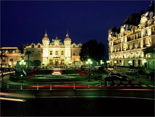 The casino and hotel de Paris by night, Monte Carlo, Monaco