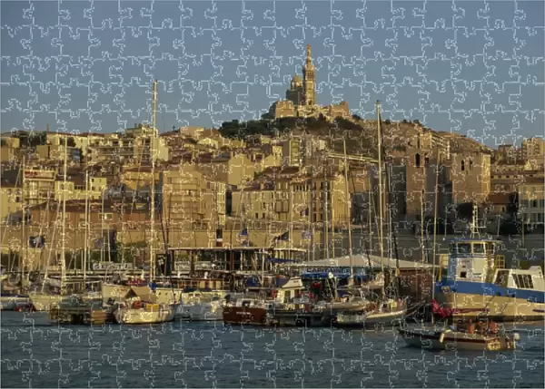 Jigsaw Puzzle of View across the Vieux Port to the basilica of Notre