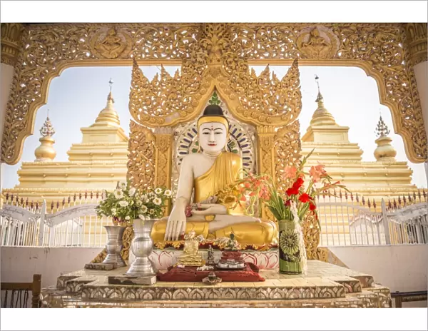 Buddha at Kuthodaw Pagoda, at the foot of Mandalay Hill, Mandalay Region, Myanmar (Burma)