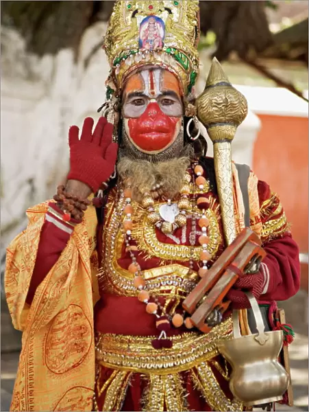 A supposed Holy man dressed as Hanuman