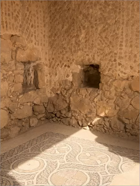 Mosaic floor, Byzantine Church, hill top palace complex, Masada fortress, UNESCO