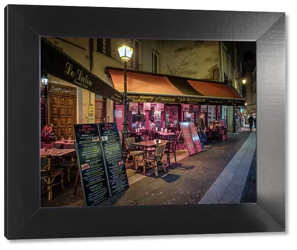 Parisian cafe and street scene, Paris, France, Europe