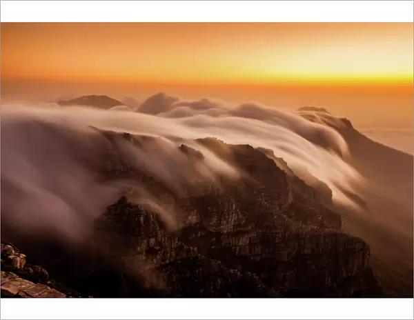 Clouds over Table Mountain, Cape Town, South Africa, Africa