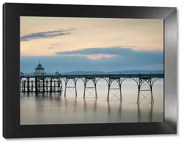 Twilight over Clevedon Pier, Clevedon, Somerset, England, United Kingdom, Europe