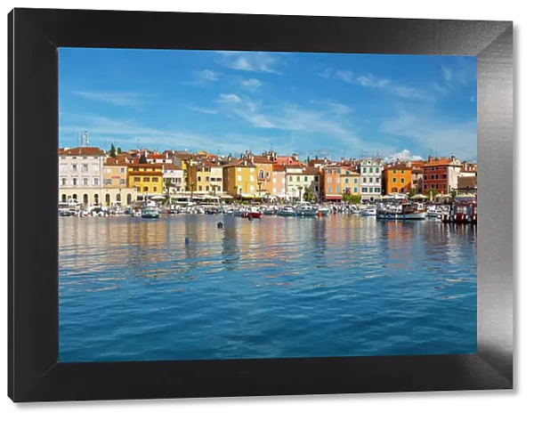 View of harbour and colourful buildings of the Old Town, Rovinj, Croatian Adriatic Sea