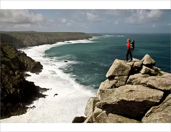 Looking west towards Cape Cornwall and Lands End from Bosigran Cliff, West Penwith