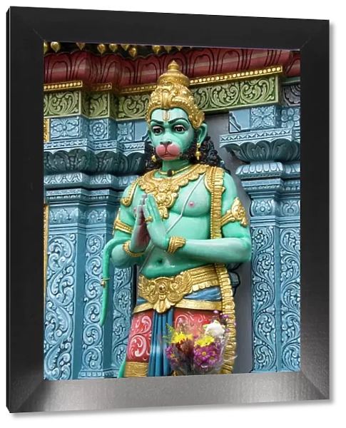 Exterior statue of the Hindu monkey god Hanuman, Sri Krishna Bagawan Temple