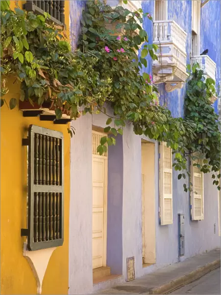House in Old Walled City District, Cartagena City, Bolivar State, Colombia, South America