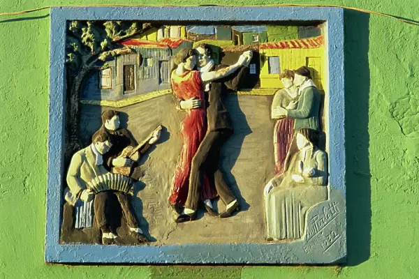Mural in La Boca district where the tango originated, Buenos Aires, Argentina