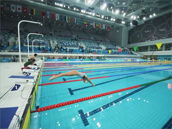 The Water Cube National Aquatics Center swimming arena in the Olympic Park