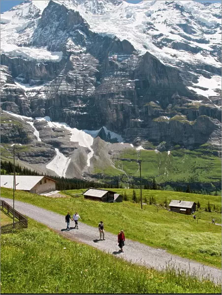 Hiking below the Jungfrau massif from Kleine Scheidegg, Jungfrau Region