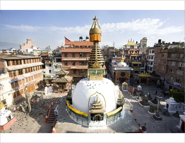 Buddhist Stupa in the old part of Kathmandu near Durbar Square, Kathmandu, Nepal, Asia