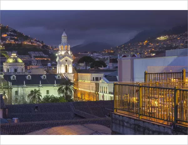 Metropolitan Cathedral at night, Independence Square, Quito, UNESCO World Heritage Site, Pichincha Province, Ecuador, South America