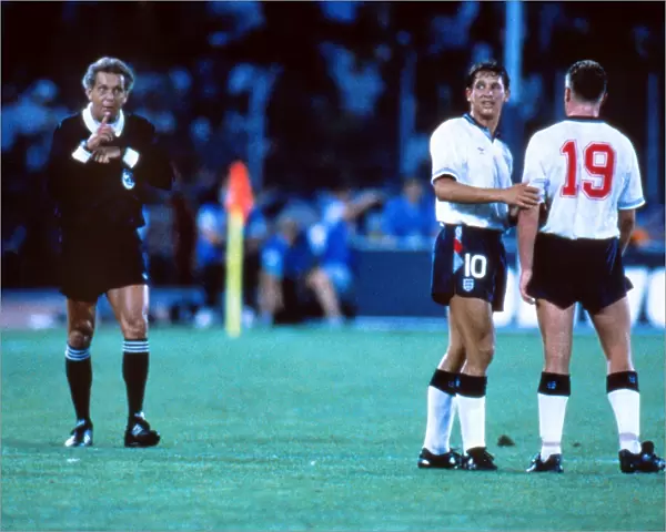 Gary Lineker consoles Paul Gascoigne during the semi-final against West Germany at Italia 90