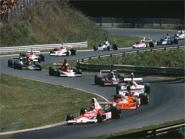 The cars wind their way through the Nurburgring - 1975 German Grand Prix
