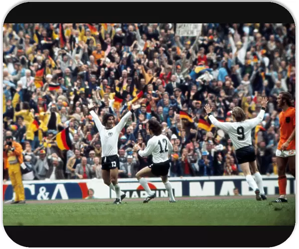 Gerd Muller celebrates scoring the winning goal in the 1974 World Cup Final