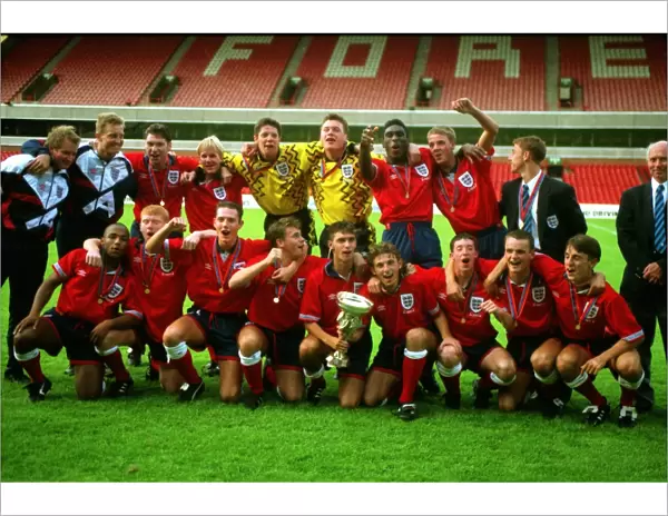 England celebrate their victory in the 1993 U18 European Championship