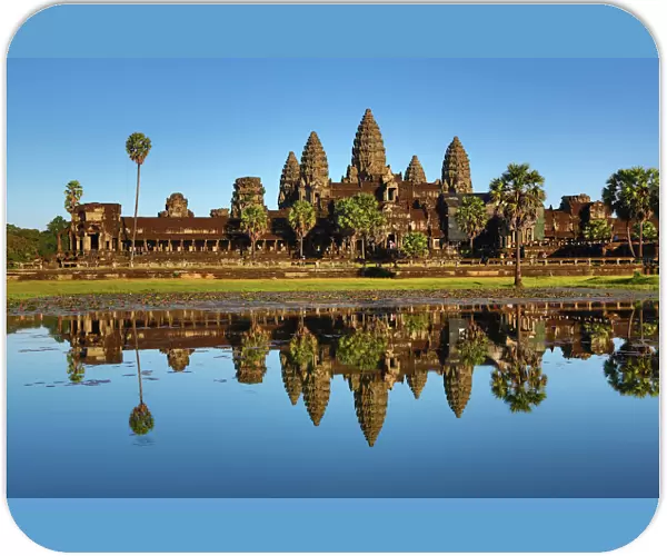 Reflection of Angkor Wat Temple in lake, Siem Reap, Cambodia