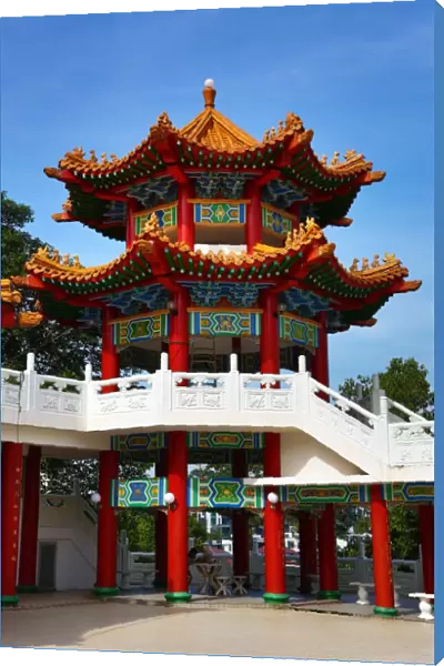 Tower and roof decorations on the Thean Hou Chinese Temple, Kuala Lumpur, Malaysia