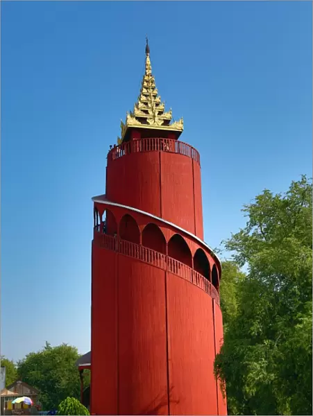 The Nanmyintsaung Watchtower in the Royal Mandalay Palace, Mandalay, Myanmar (Burma)