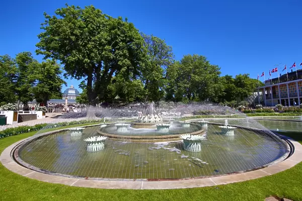 Fountains in Tivoli Gardens theme park in Copenhagen, Denmark