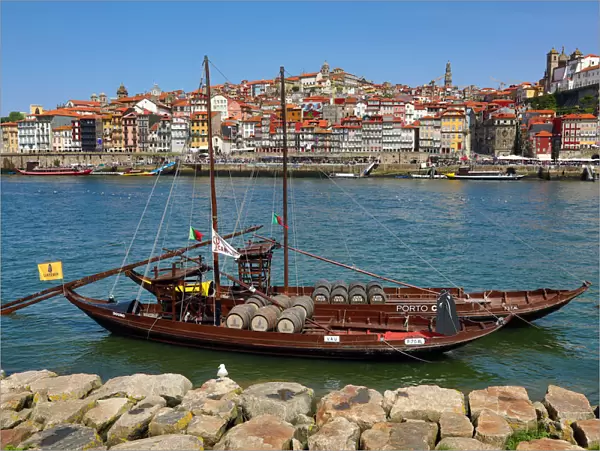 Boats for transporting port wine casks on the River Douro, Porto, Portugal