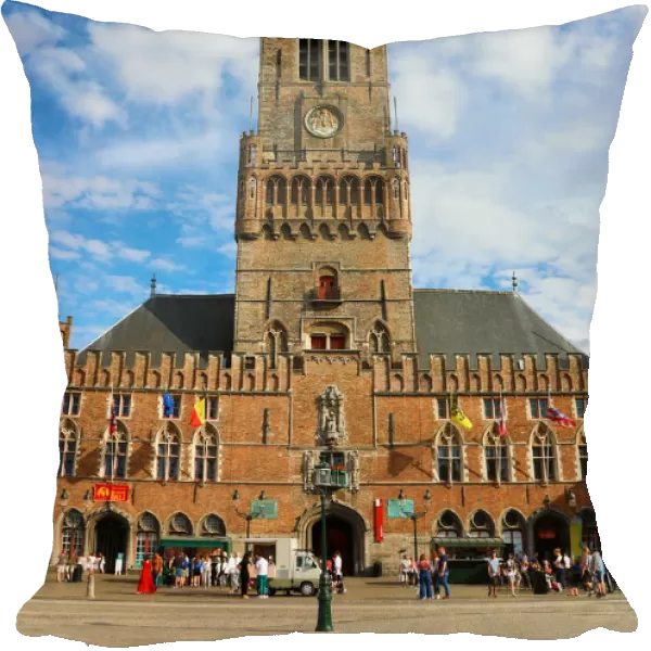 The Belfry Tower and the Cloth Hall in the Market Square, Bruges, Belgium