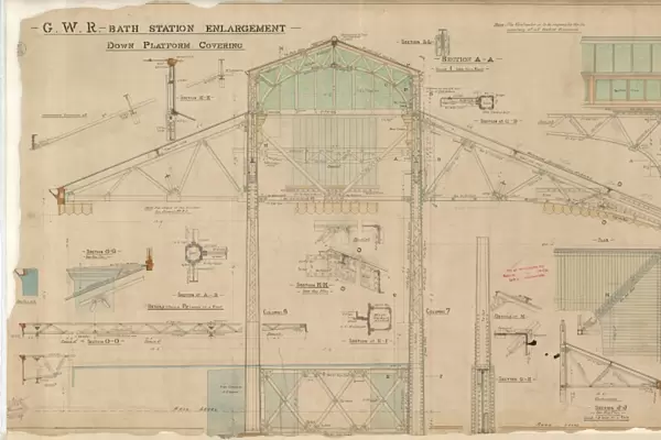 G. W. R. Bath Station - Enlargement Down Platform Covering [1895]