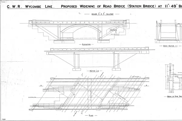 G. W. R Wycombe Line - Proposed Widening of Road Bridge (Station Bridge) at 11m 49 C Beaconsfield [N. D]