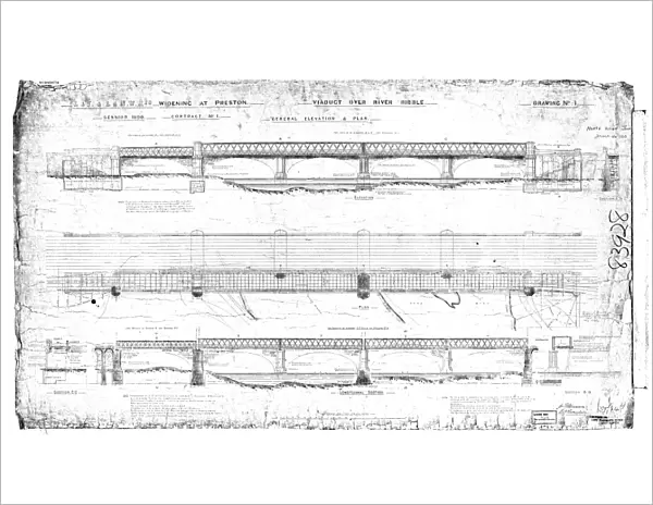 Widening at Preston Viaduct over the River Ribble - general elevation and plan