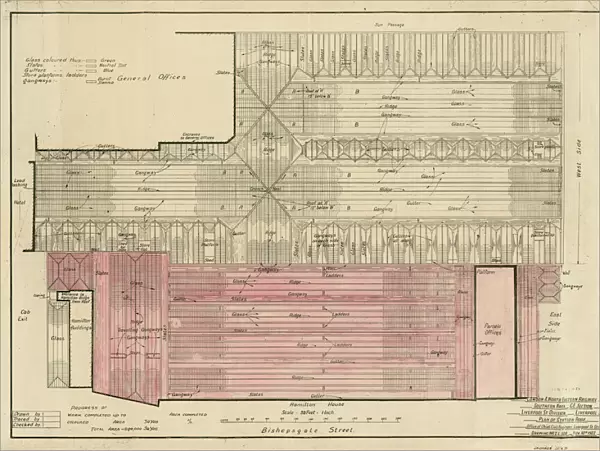 Liverpool Street Station. London & North Eastern Railway. Plan of Station Roof