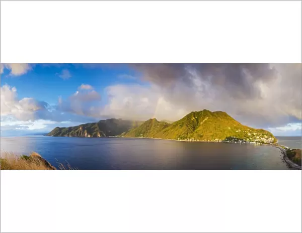 Dominica, St. Mark Parish, Scotts Head. An elevated view of the West Coast of Dominica