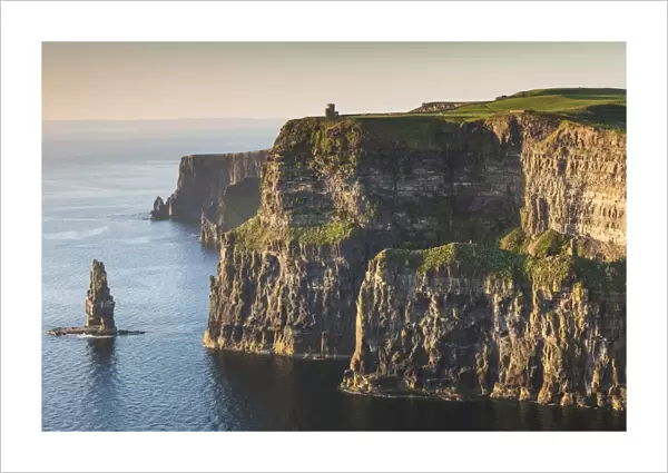 Ireland, County Clare, Cliffs of Moher, 200 meter high cliffs, dusk