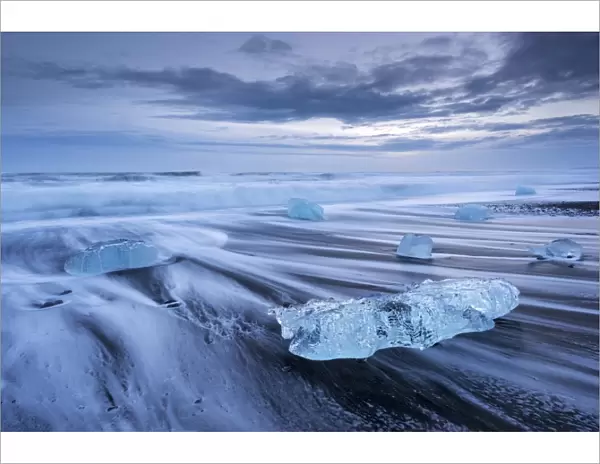 Jokulsarlon ice beach in Southern Iceland, Europe