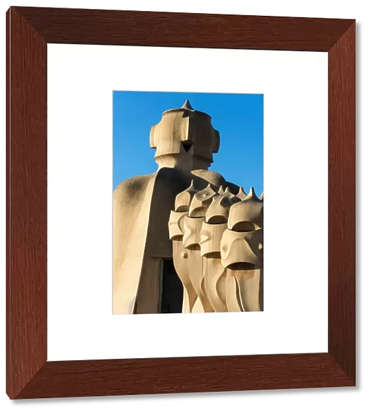 Ventilation towers on the rooftop of Casa Mila or La Pedrera, Barcelona, Catalonia, Spain