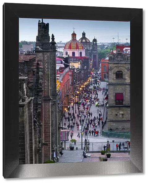 Mexico, Mexico City, Emiliano Zapata Street, Pedestrian Way, Dusk, Centro Historico