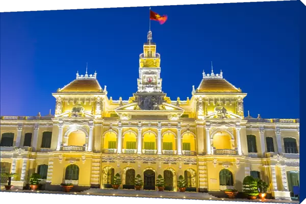 Ho Chi Minh City Hall (Ho Chi Minh City Peoples Committee) at night, Ho Chi Minh City (Saigon)