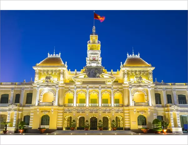 Ho Chi Minh City Hall (Ho Chi Minh City Peoples Committee) at night, Ho Chi Minh City (Saigon)