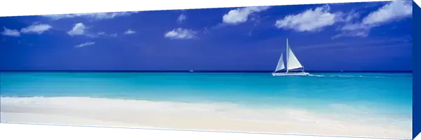 Sailboat off Manchebo Beach, Aruba, Lesser Antilles, Caribbean